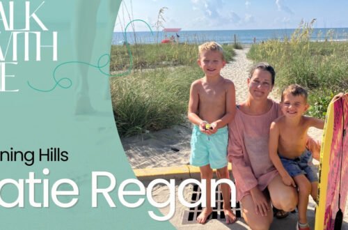 Katie Regan with her 2 kids on the beach